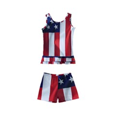 American Usa Flag Vertical Kid s Boyleg Swimsuit by FunnyCow