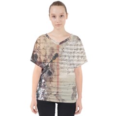 Art Collage Design Colorful Color V-neck Dolman Drape Top by Nexatart