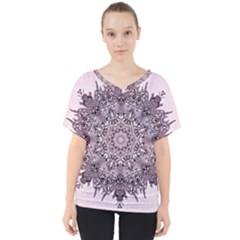Mandala Pattern Fractal V-neck Dolman Drape Top by Nexatart
