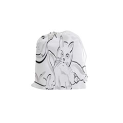 Dog Cat Pet Silhouette Animal Drawstring Pouches (small)  by Sapixe