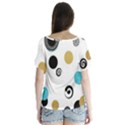 fun Retro blue gold circles  V-Neck Flutter Sleeve Top View2