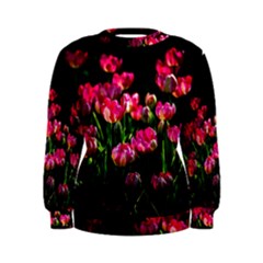 Pink Tulips Dark Background Women s Sweatshirt by FunnyCow