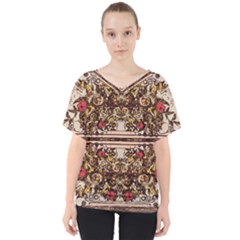 Roses Floral Wallpaper Flower V-neck Dolman Drape Top by Nexatart