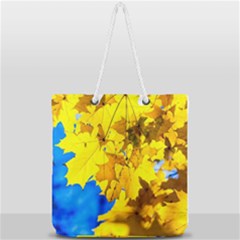 Yellow Maple Leaves Full Print Rope Handle Tote (large) by FunnyCow
