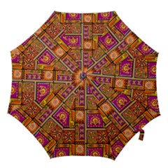 Traditional Africa Border Wallpaper Pattern Colored 3 Hook Handle Umbrellas (large) by EDDArt