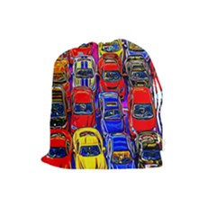 Colorful Toy Racing Cars Drawstring Pouches (large)  by FunnyCow