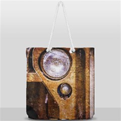 Vintage Off Roader Car Headlight Full Print Rope Handle Tote (large) by FunnyCow