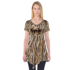 Dry Hay Texture Short Sleeve Tunic  by FunnyCow