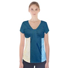 Flat Angle Short Sleeve Front Detail Top by FunnyCow
