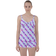 Geometric Squares Tie Front Two Piece Tankini by snowwhitegirl