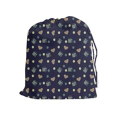Blue Milk Hearts Drawstring Pouches (extra Large) by snowwhitegirl
