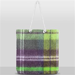 Neon Green Plaid Flannel Full Print Rope Handle Tote (large) by snowwhitegirl