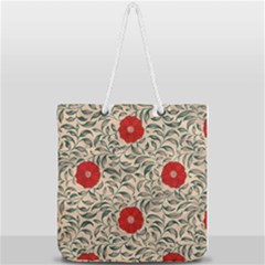 Papanese Floral Red Full Print Rope Handle Tote (large) by snowwhitegirl