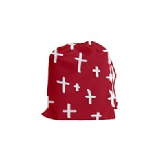 Red White Cross Drawstring Pouch (small) by snowwhitegirl