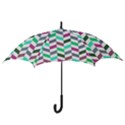 Zigzag Chevron Pattern Aqua Purple Hook Handle Umbrellas (Small) View3