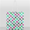 Zigzag Chevron Pattern Aqua Purple Full Print Rope Handle Tote (Large) View2