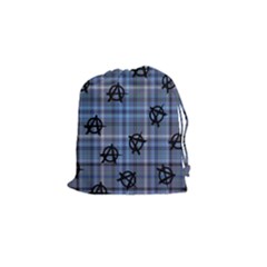 Blue  Plaid Anarchy Drawstring Pouch (small) by snowwhitegirl