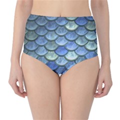 Blue Mermaid Scale Classic High-waist Bikini Bottoms by snowwhitegirl