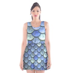 Blue Mermaid Scale Scoop Neck Skater Dress by snowwhitegirl