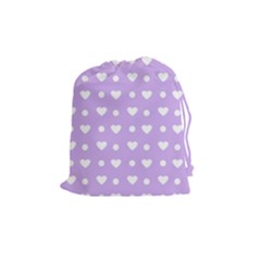 Hearts Dots Purple Drawstring Pouch (medium) by snowwhitegirl