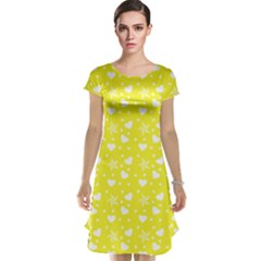 Hearts And Star Dot Yellow Cap Sleeve Nightdress by snowwhitegirl