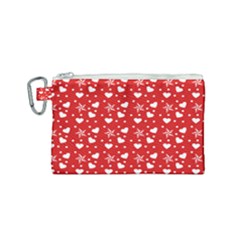 Hearts And Star Dot Red Canvas Cosmetic Bag (small) by snowwhitegirl