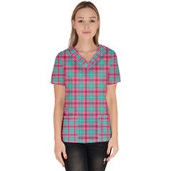 Blue Pink Plaid Scrub Top by snowwhitegirl