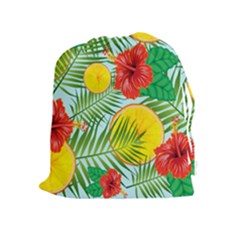 Orange Tropics Blue Drawstring Pouch (xl) by snowwhitegirl