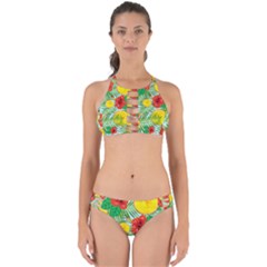 Orange Tropics Blue Perfectly Cut Out Bikini Set by snowwhitegirl
