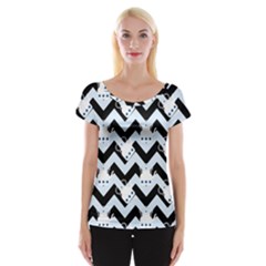 Blue Teapot Chevron Cap Sleeve Tops by snowwhitegirl