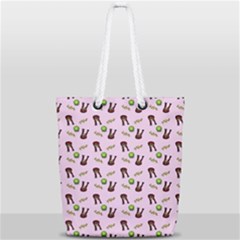 School Girl Pattern Pink Full Print Rope Handle Tote (small) by snowwhitegirl