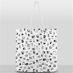 Black Abstract Symbols Full Print Rope Handle Tote (large) by FunnyCow