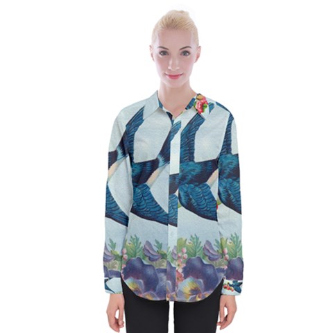 Blue Bird Womens Long Sleeve Shirt by vintage2030