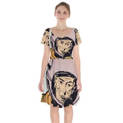 Astronaut Retro Short Sleeve Bardot Dress by vintage2030
