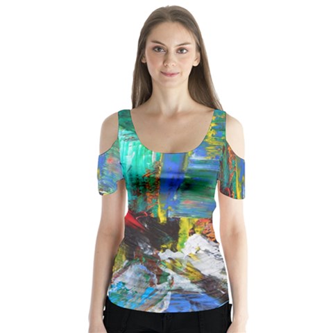 Garden Butterfly Sleeve Cutout Tee  by WILLBIRDWELL