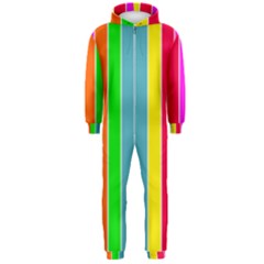 Neon Hawaiian Rainbow Deck Chair Stripes Hooded Jumpsuit (men)  by PodArtist