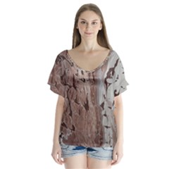 Bats V-neck Flutter Sleeve Top by WILLBIRDWELL