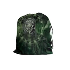 Awesome Creepy Mechanical Skull Drawstring Pouch (large) by FantasyWorld7