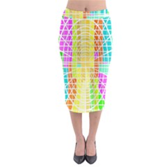 Abstract Squares Background Network Midi Pencil Skirt by Sapixe