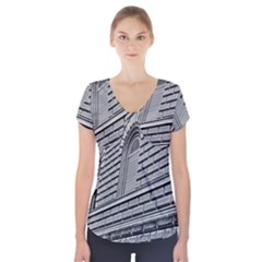 Brickwork Stone Building Facade Short Sleeve Front Detail Top by Sapixe