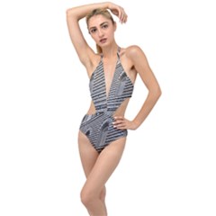 Brickwork Stone Building Facade Plunging Cut Out Swimsuit by Sapixe