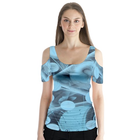 Atomic Blue Butterfly Sleeve Cutout Tee  by WILLBIRDWELL