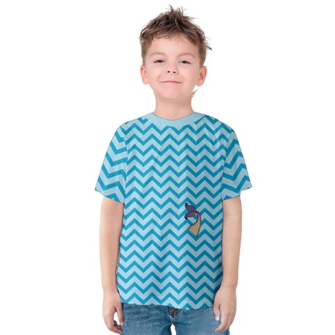 Chevron Mermaid Pattern Kids  Cotton Tee by emilyzragz