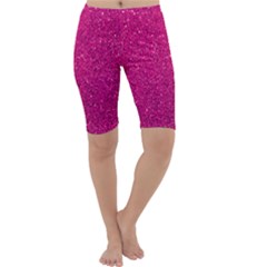 Hot Pink Glitter Cropped Leggings  by snowwhitegirl