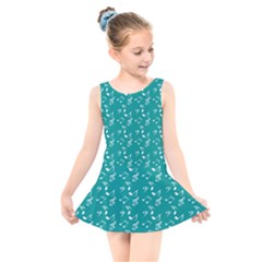 Teal Music Kids  Skater Dress Swimsuit by snowwhitegirl