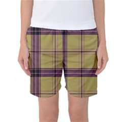 Beige Purple Plaid Women s Basketball Shorts by snowwhitegirl