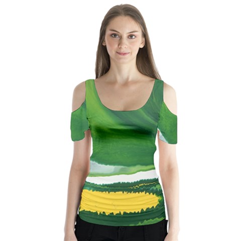 Eden Butterfly Sleeve Cutout Tee  by WILLBIRDWELL