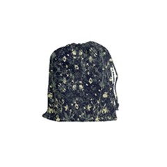 Dark Floral Collage Pattern Drawstring Pouch (small) by dflcprints