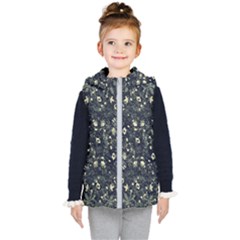 Dark Floral Collage Pattern Kid s Hooded Puffer Vest by dflcprints