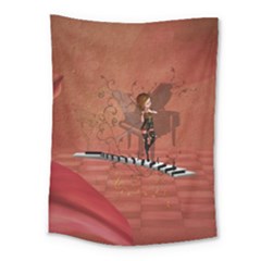 Cute Fairy Dancing On A Piano Medium Tapestry by FantasyWorld7